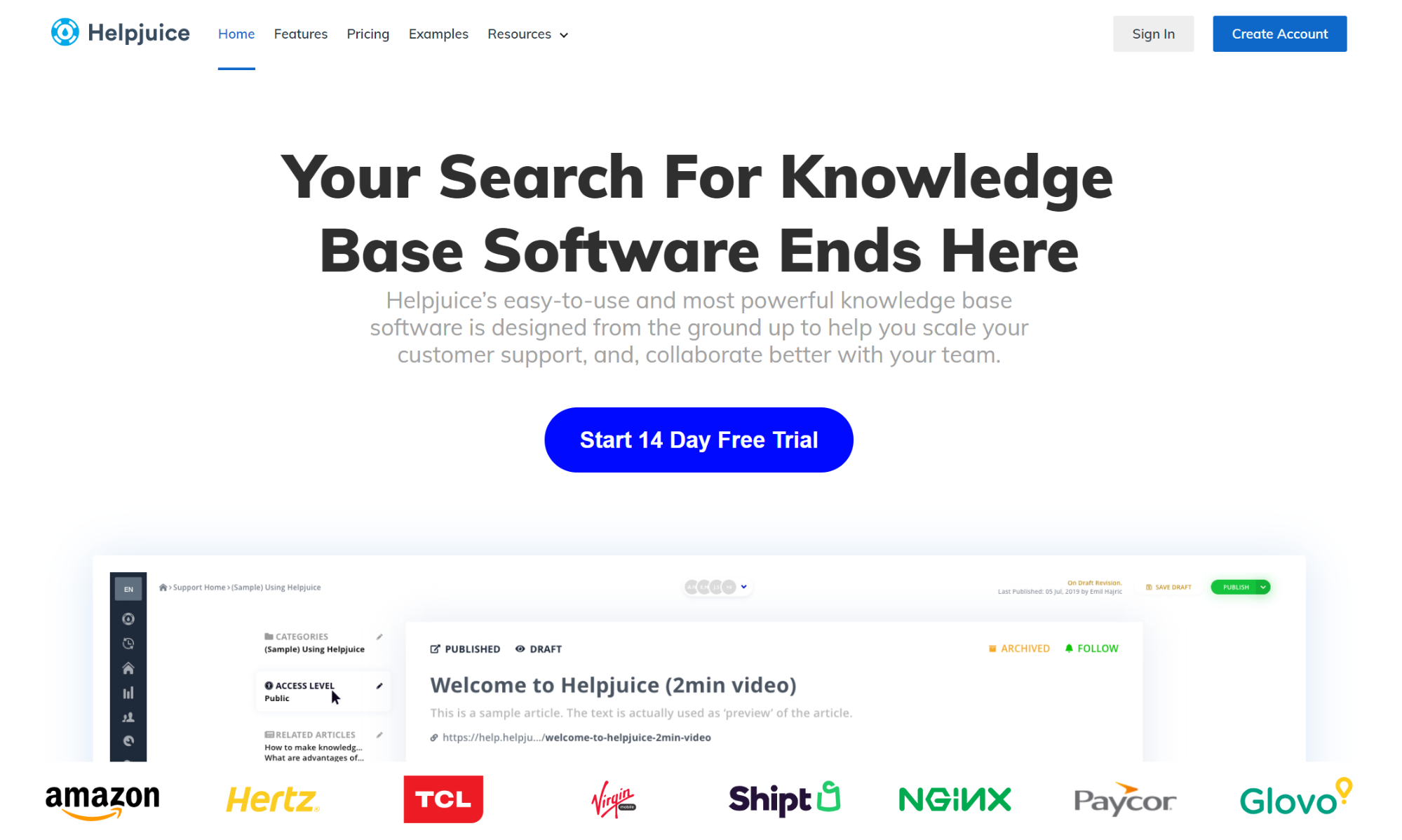 Helpjuice網站截圖