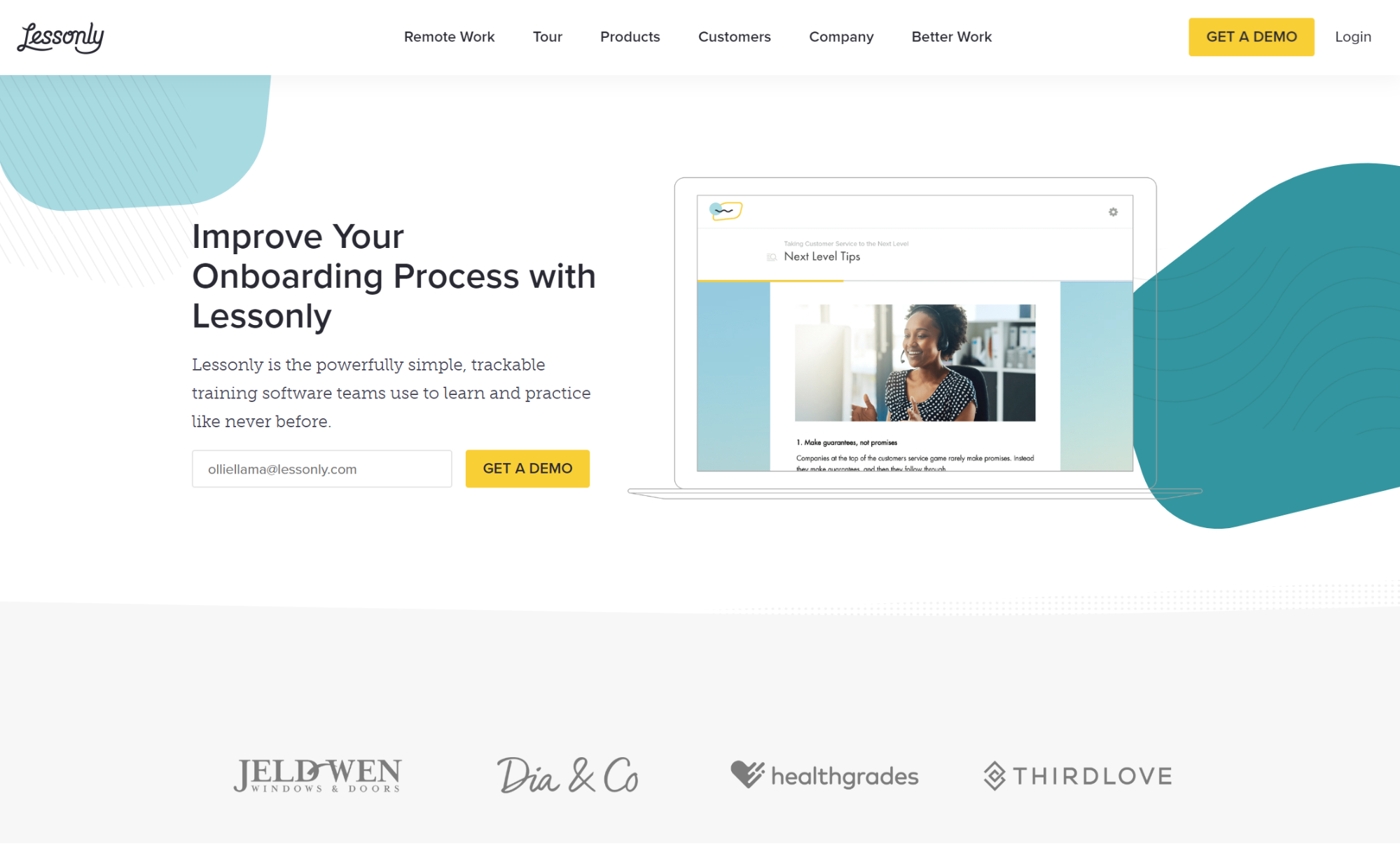Lessonly 電子學習軟件網站截圖。